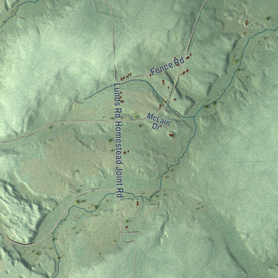 Close-up of the map of Homestead, Wisconsin print showing street and building detail