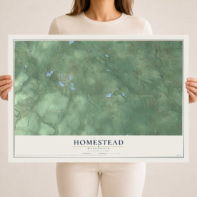 Map of Homestead, Wisconsin, 18 x 24 inch unframed archival matte print