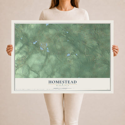 Map of Homestead, Wisconsin, 24 x 36 inch unframed archival matte print