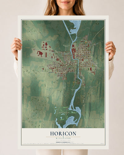 Map of Horicon, Wisconsin, 24 x 36 inch unframed archival matte print