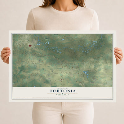 Map of Hortonia, Wisconsin, 12 x 18 inch unframed archival matte print