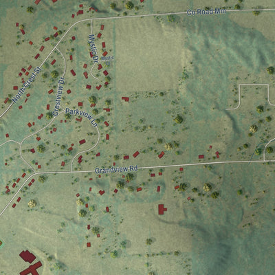 Second close-up of the map of Hortonville, Wisconsin print showing more streets and buildings