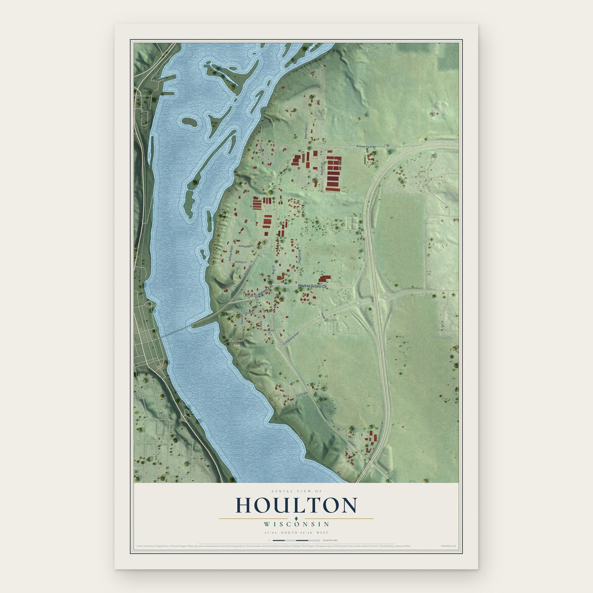 Houlton, Wisconsin map print, the full design