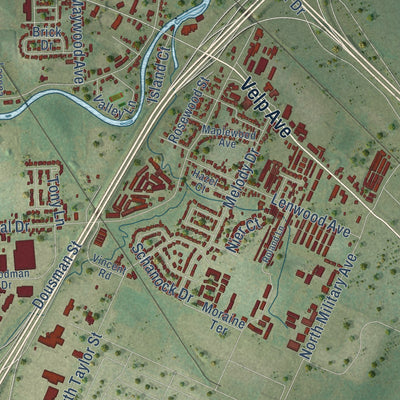 Second close-up of the map of Howard, Brown County, Wisconsin print showing more streets and buildings