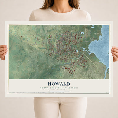 Map of Howard, Brown County, Wisconsin, 18 x 24 inch unframed archival matte print