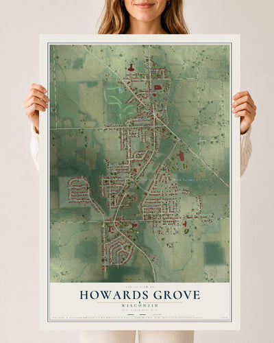 Map of Howards Grove, Wisconsin, 24 x 36 inch unframed archival matte print