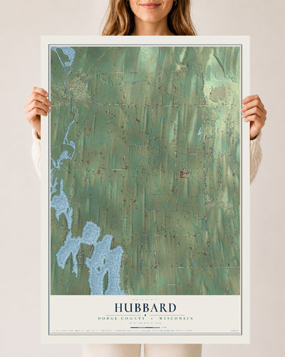 Map of Hubbard, Dodge County, Wisconsin, 24 x 36 inch unframed archival matte print