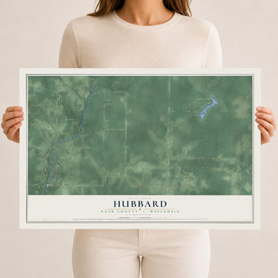 Map of Hubbard, Rusk County, Wisconsin, 12 x 18 inch unframed archival matte print