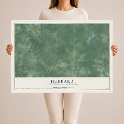 Map of Hubbard, Rusk County, Wisconsin, 24 x 36 inch unframed archival matte print