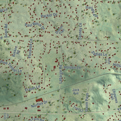 Close-up of the map of the Town of Hudson, Wisconsin print showing street and building detail