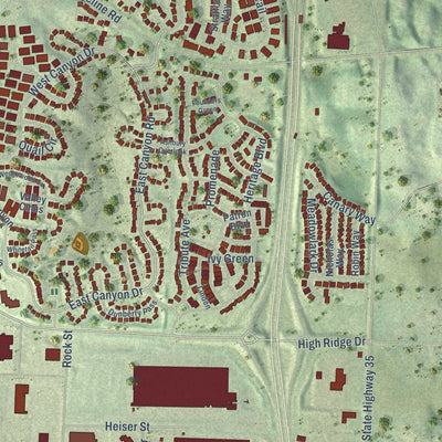 Second close-up of the map of Hudson, Wisconsin print showing more streets and buildings