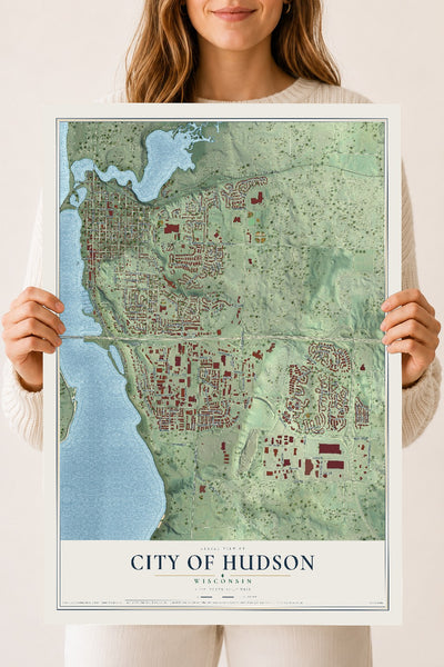 Map of Hudson, Wisconsin, 18 x 24 inch unframed archival matte print