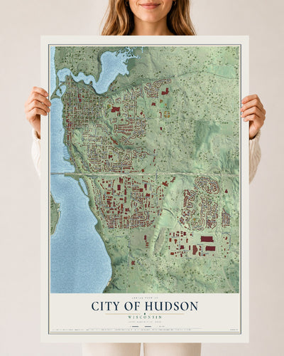 Map of Hudson, Wisconsin, 24 x 36 inch unframed archival matte print