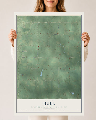 Map of Hull, Marathon County, Wisconsin, 24 x 36 inch unframed archival matte print
