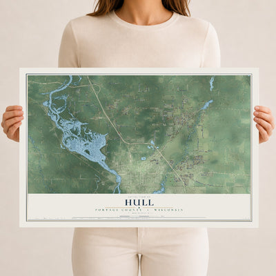Map of Hull, Portage County, Wisconsin, 12 x 18 inch unframed archival matte print