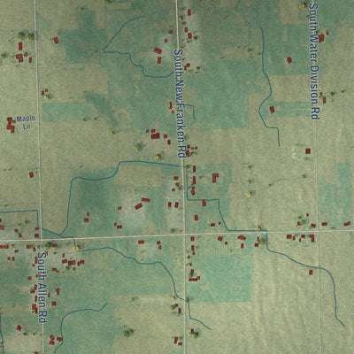 Second close-up of the map of Humboldt, Wisconsin print showing more streets and buildings