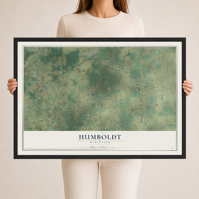 Map of Humboldt, Wisconsin, 24 x 36 inch print in a black wood frame