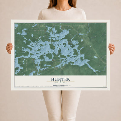 Map of Hunter, Wisconsin, 24 x 36 inch unframed archival matte print