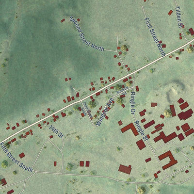 Second close-up of the map of Hurley, Wisconsin print showing more streets and buildings