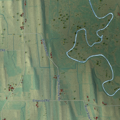 Second close-up of the map of the Town of Hustisford, Wisconsin print showing more streets and buildings