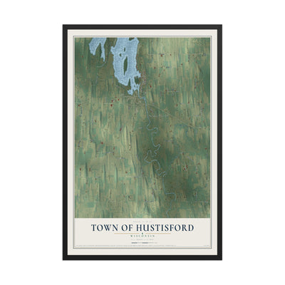 Map of the Town of Hustisford, Wisconsin, 12 x 18 inch print in a black wood frame