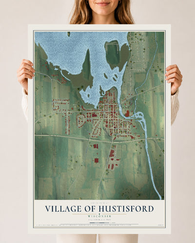 Map of Hustisford, Wisconsin, 24 x 36 inch unframed archival matte print