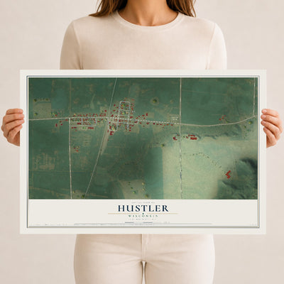 Map of Hustler, Wisconsin, 12 x 18 inch unframed archival matte print