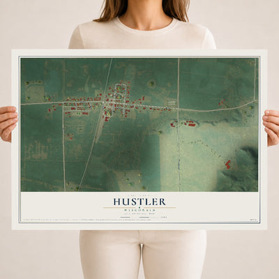 Map of Hustler, Wisconsin, 18 x 24 inch unframed archival matte print