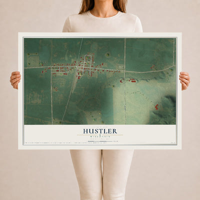 Map of Hustler, Wisconsin, 24 x 36 inch unframed archival matte print