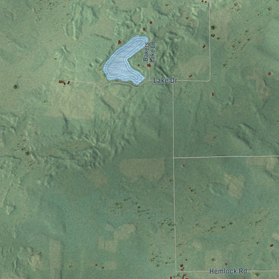 Second close-up of the map of Hutchins, Wisconsin print showing more streets and buildings