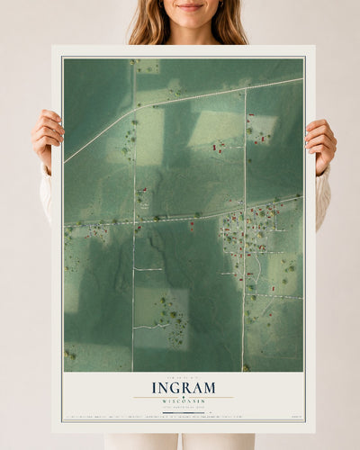Map of Ingram, Wisconsin, 24 x 36 inch unframed archival matte print