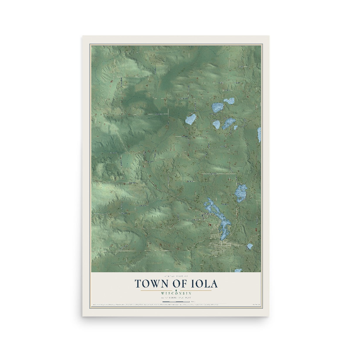 Map of the Town of Iola, Wisconsin, 12 x 18 inch unframed archival matte print