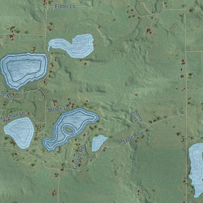 Second close-up of the map of the Town of Iola, Wisconsin print showing more streets and buildings