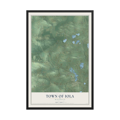 Map of the Town of Iola, Wisconsin, 12 x 18 inch print in a black wood frame
