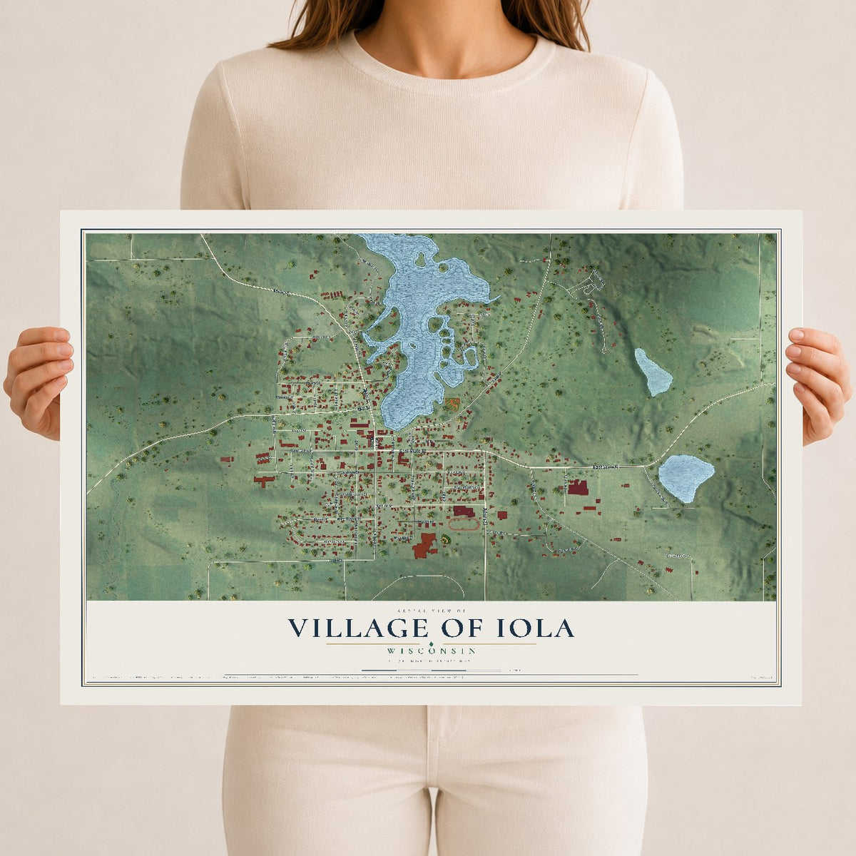 Map of Iola, Wisconsin, 12 x 18 inch unframed archival matte print