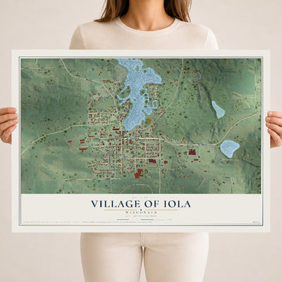 Map of Iola, Wisconsin, 18 x 24 inch unframed archival matte print