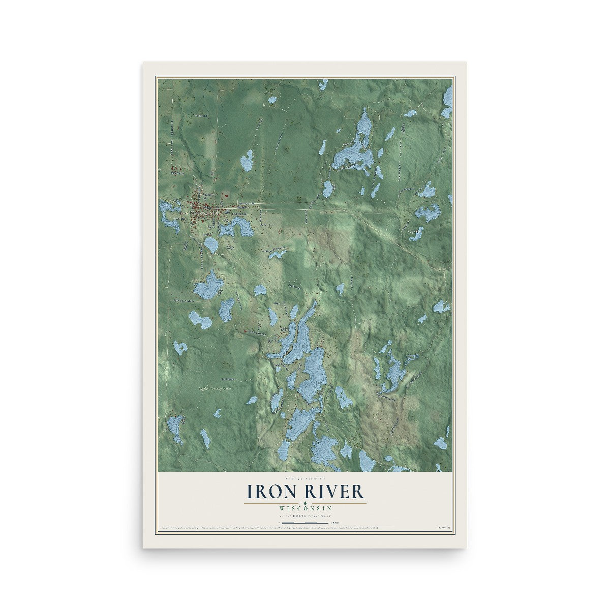 Map of Iron River, Wisconsin, 12 x 18 inch unframed archival matte print