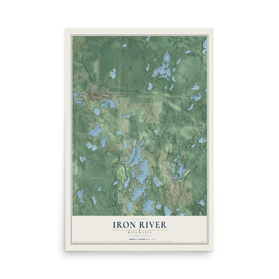 Map of Iron River, Wisconsin, 12 x 18 inch unframed archival matte print