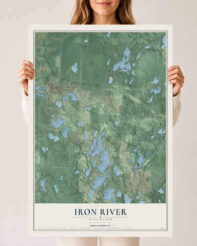 Map of Iron River, Wisconsin, 24 x 36 inch unframed archival matte print
