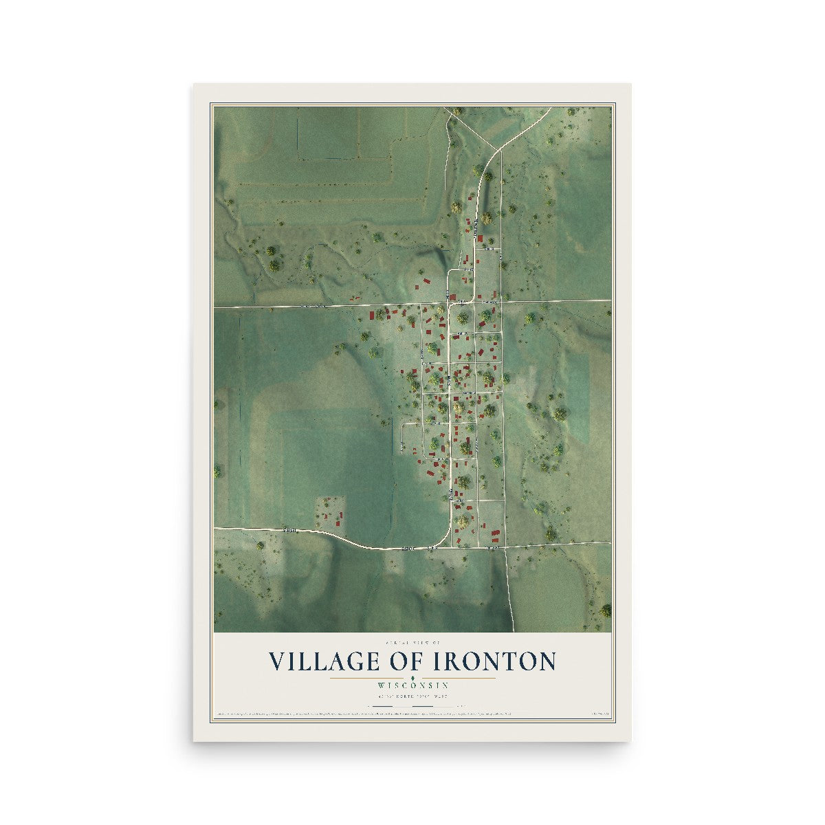 Map of Ironton, Wisconsin, 12 x 18 inch unframed archival matte print