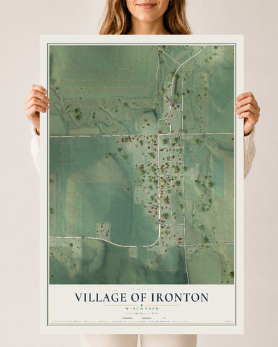 Map of Ironton, Wisconsin, 24 x 36 inch unframed archival matte print