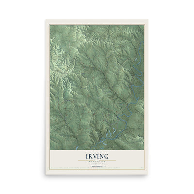 Map of Irving, Wisconsin, 12 x 18 inch unframed archival matte print
