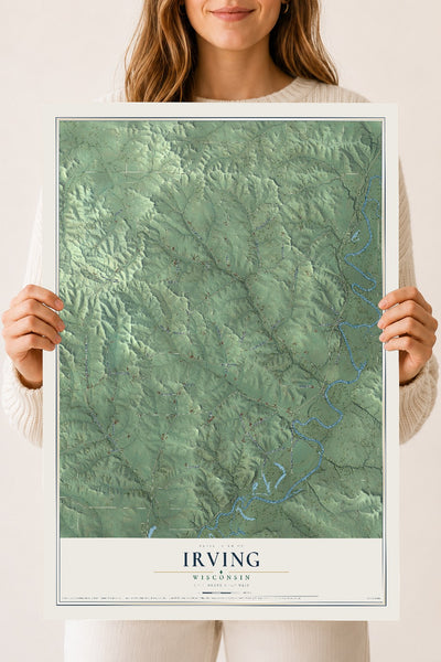 Map of Irving, Wisconsin, 18 x 24 inch unframed archival matte print