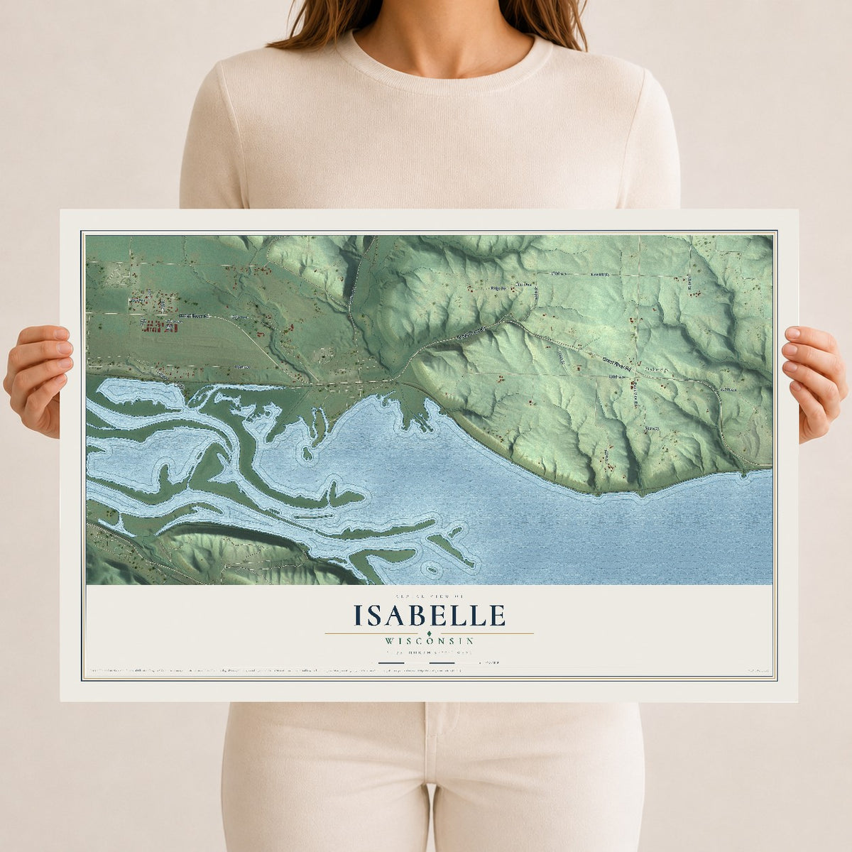 Map of Isabelle, Wisconsin, 12 x 18 inch unframed archival matte print
