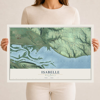 Map of Isabelle, Wisconsin, 12 x 18 inch unframed archival matte print