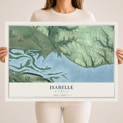 Map of Isabelle, Wisconsin, 18 x 24 inch unframed archival matte print