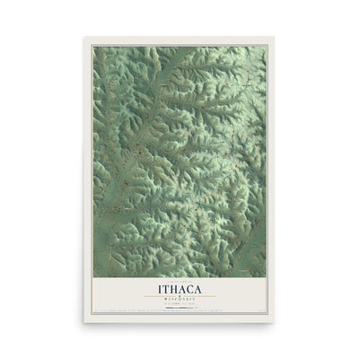 Map of Ithaca, Wisconsin, 12 x 18 inch unframed archival matte print