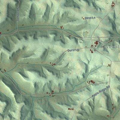 Close-up of the map of Ithaca, Wisconsin print showing street and building detail