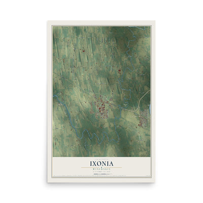 Map of Ixonia, Wisconsin, 12 x 18 inch unframed archival matte print