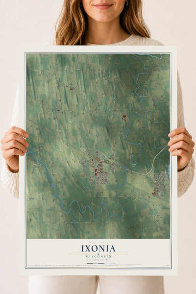 Map of Ixonia, Wisconsin, 18 x 24 inch unframed archival matte print
